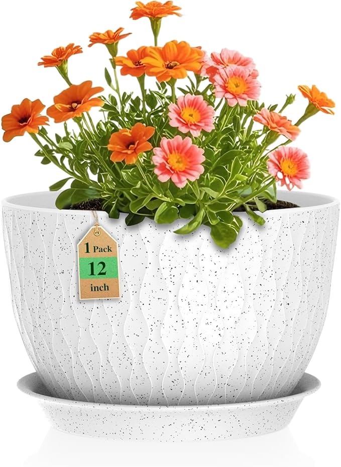 Lessden shop 12 Inch Water Ripple Planter Pot with Drainage