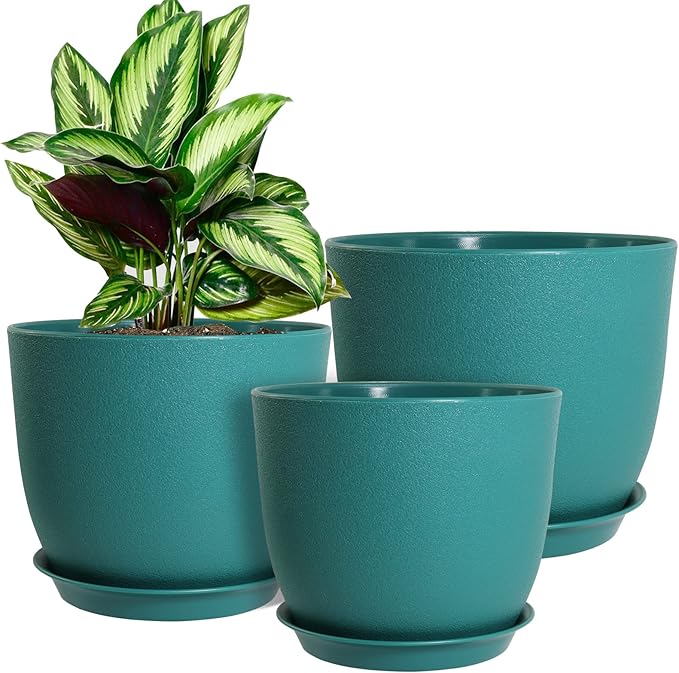 Lessden shop Modern Blue Decorative Plant Pots Set with Drainage