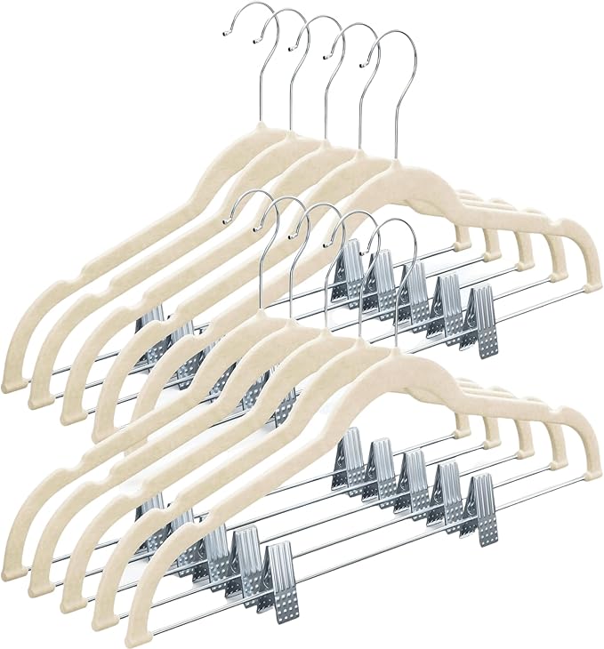 Lessden shop Ultra Thin Velvet Hangers with Clips Non Slip Space Saving