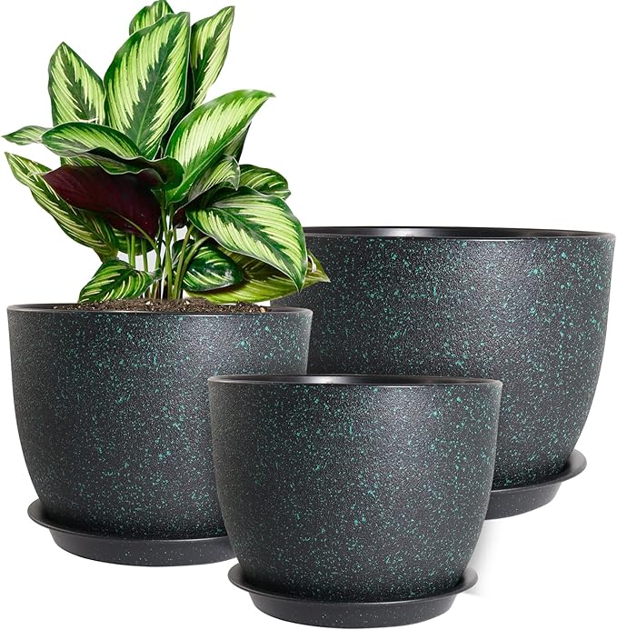 Lessden shop Modern Blue Decorative Plant Pots Set with Drainage