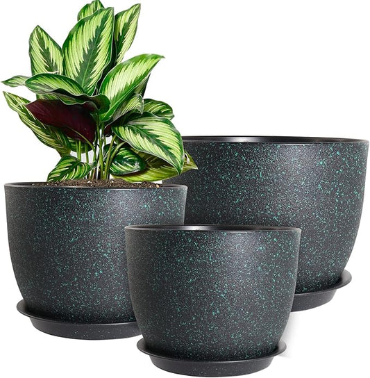 Lessden shop Modern Blue Decorative Plant Pots Set with Drainage