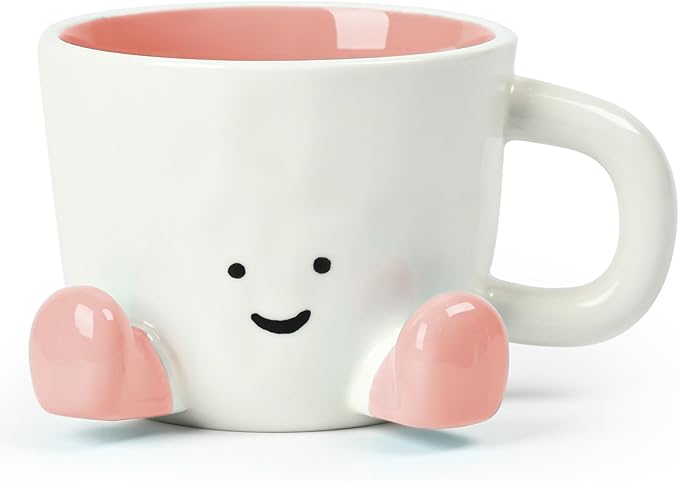 Lessden shop Cute Pink Ceramic Coffee Mug Funny Gift Cup