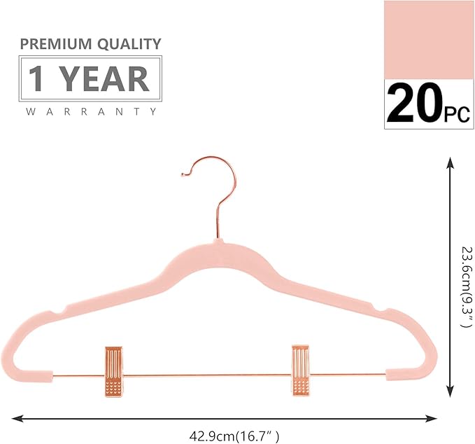 Lessden shop Premium Velvet Pants Hangers with Clips Non Slip Slim Closet Organizer