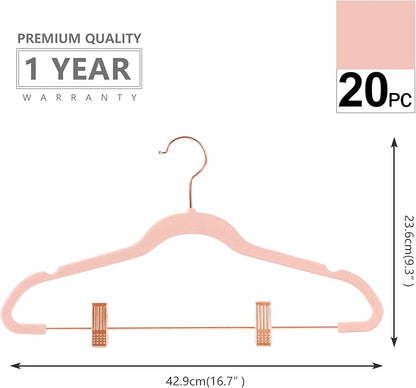 Lessden shop Premium Velvet Pants Hangers with Clips Non Slip Slim Closet Organizer