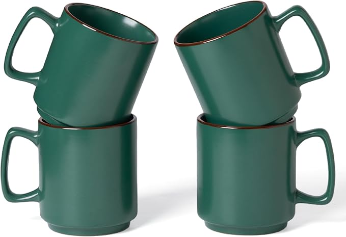 Lessden shop Matte Black Ceramic Coffee Mug Set with Handle