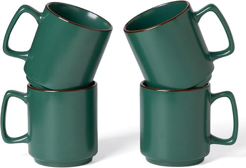 Lessden shop Matte Black Ceramic Coffee Mug Set with Handle