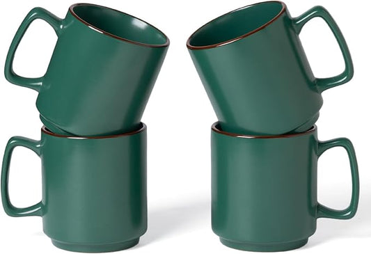 Lessden shop Matte Black Ceramic Coffee Mug Set with Handle