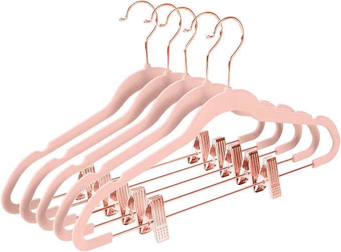 Lessden shop Premium Velvet Pants Hangers with Clips Non Slip Slim Closet Organizer