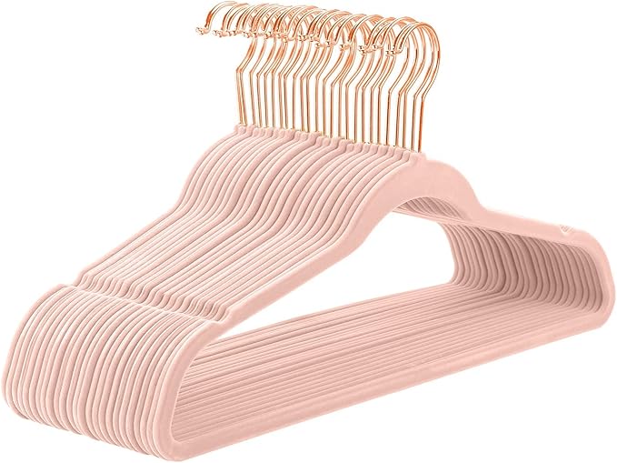Lessden shop Premium Velvet Clothes Hangers Heavy Duty Non Slip Rose Gold Hook