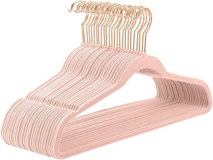 Lessden shop Premium Velvet Clothes Hangers Heavy Duty Non Slip Rose Gold Hook