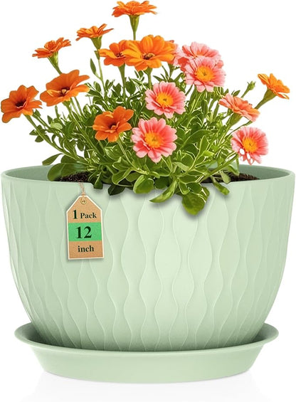 Lessden shop 12 Inch Water Ripple Planter Pot with Drainage