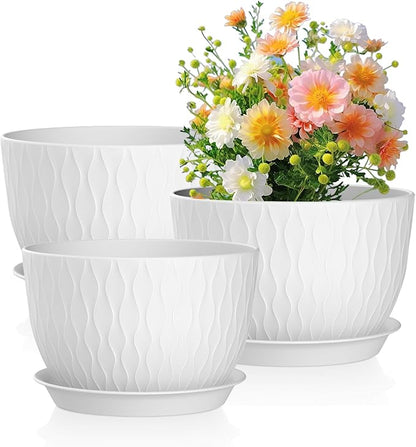 Lessden shop Large Water Ripple Plant Pots Set with Drainage