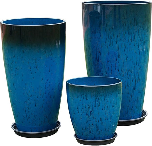 Lessden shop Tall Garden Planter Pots Set Lightweight Indoor Outdoor