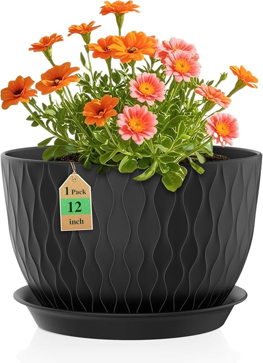 Lessden shop 12 Inch Water Ripple Planter Pot with Drainage