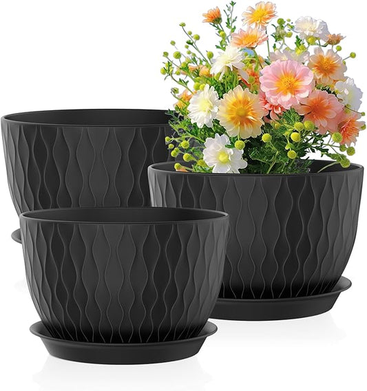 Lessden shop Large Water Ripple Plant Pots Set with Drainage