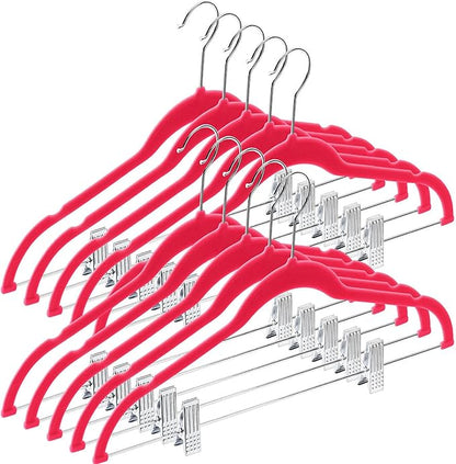 Lessden shop Ultra Thin Velvet Hangers with Clips Non Slip Space Saving