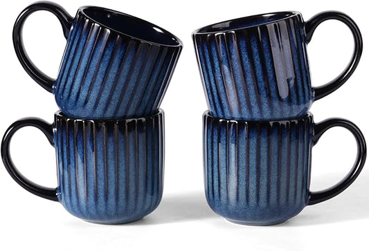 Lessden shop Ceramic Coffee Mug Set Starlight Blue Cups with Handle