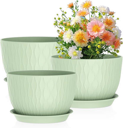 Lessden shop Large Water Ripple Plant Pots Set with Drainage
