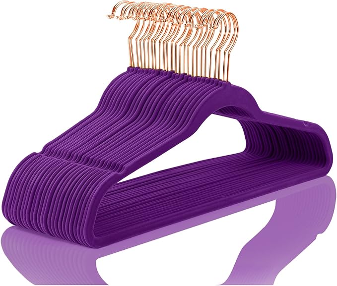 Lessden shop Premium Velvet Clothes Hangers Heavy Duty Non Slip Rose Gold Hook