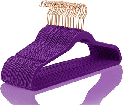 Lessden shop Premium Velvet Clothes Hangers Heavy Duty Non Slip Rose Gold Hook