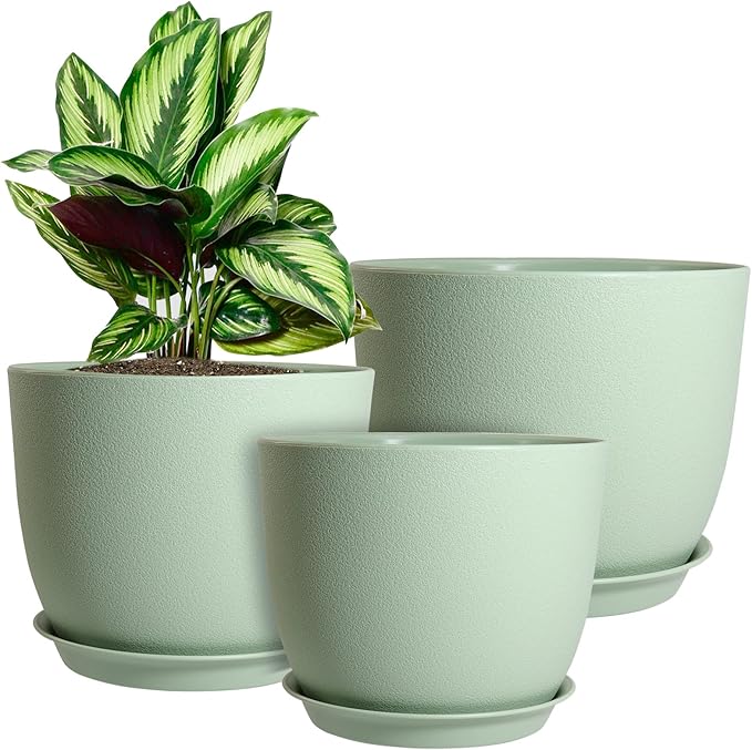 Lessden shop Modern Blue Decorative Plant Pots Set with Drainage